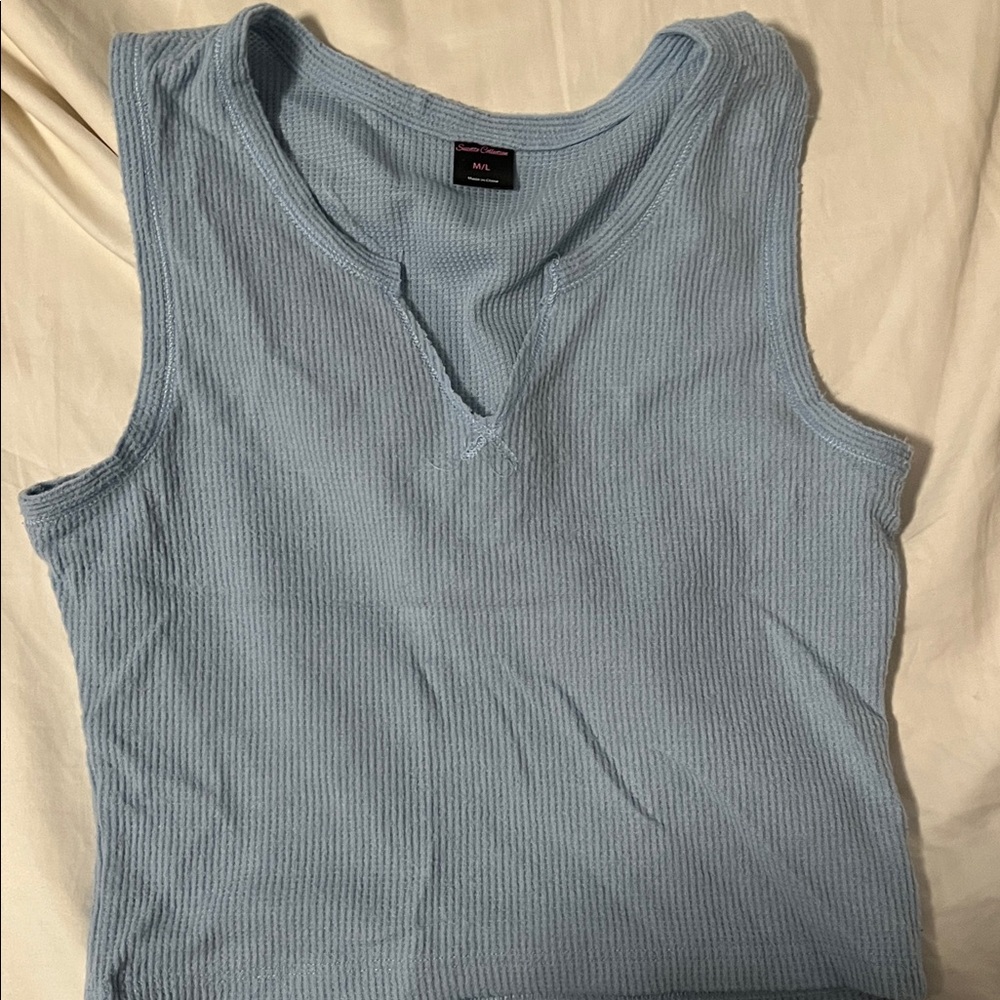 Light Blue Sleeveless Women's Tank Top